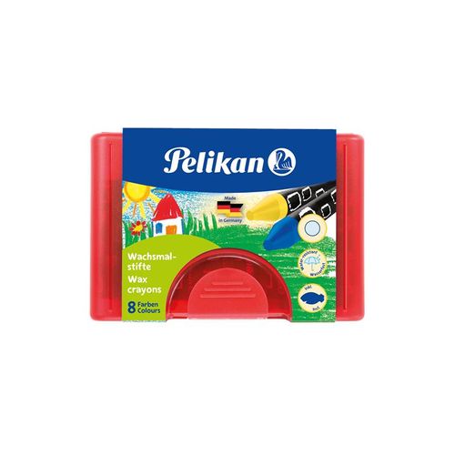 Pelikan Wachsmalstift 665/8, rund, 8 Farben, Box mit 8 Stück + 1 Schaber