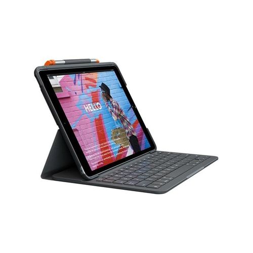 Logitech Slim Folio iPad 10.2" (7th gen) - UK - Tastatur & Folio-Set - Englisch (UK) - Grau