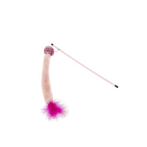 Dogman Cat Toy Teaser Fuzzy Pink Wand 35cm
