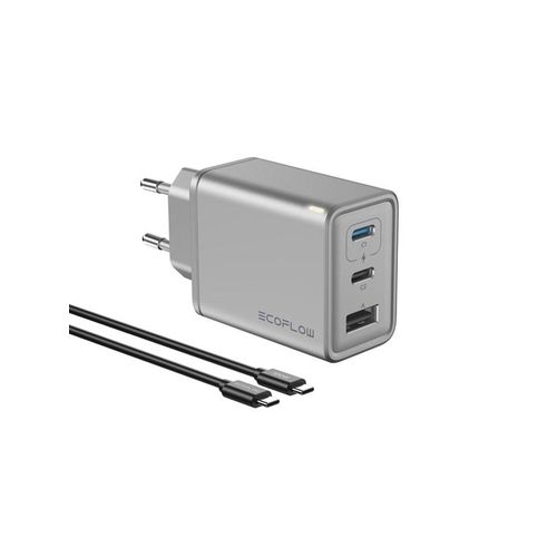 EcoFlow Rapid - GaN Fast Charger 65W (USB-A & 2x USB-C) + 1m 100w USB-C cable
