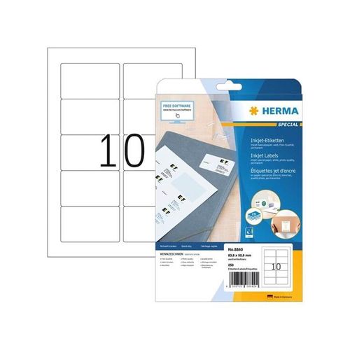 HERMA Inkjet-Etiketten A4, 83,8 x 50,8 mm, weiß, permanent haftend