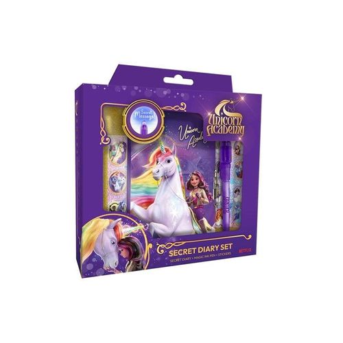 Euromic UNICORN ACADEMY Magic Diary - Diary w/magic ink pen gift box