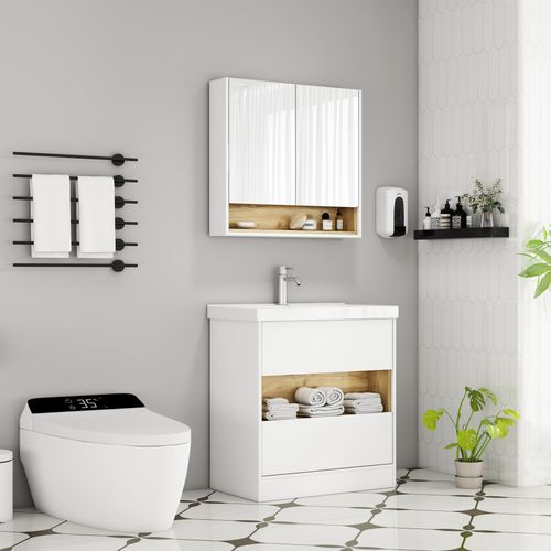 Badezimmer-Set WELLTIME "Valencia", weß, MDF, Kastenmöbel-Sets