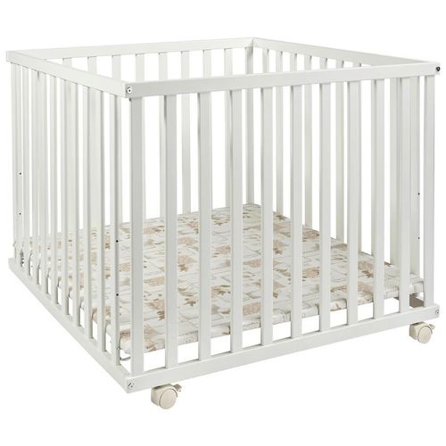 My Baby Lou Laufgitter , Weiß , Holz , Buche , massiv , 97x70x97 cm , höhenverstellbar , Babymöbel, Laufstall Baby