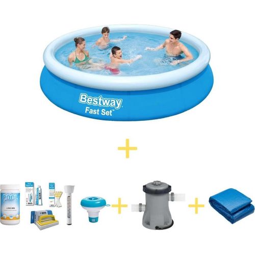 Bestway Pool - Fast Set - 366 x 76 cm - Inklusive WAYS Wartungspaket, Filterpumpe & Bodenplane