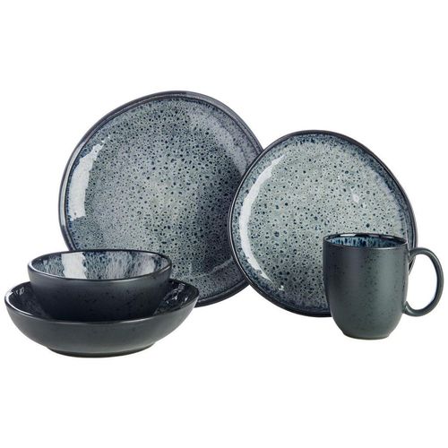 Novel Kombiservice Søren Grey, Grau, Keramik, 10-teilig, Farbverlauf, 390 ml,725 ml, Lfgb, Handmade Quality, lebensmittelecht, Essen & Trinken, Geschirr, Geschirr-Sets, Kombiservice