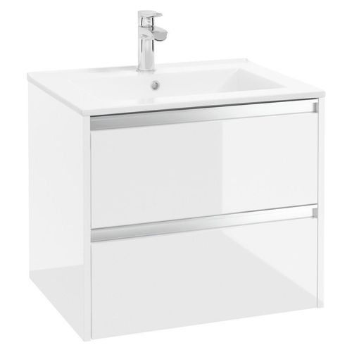 Mid.you Waschtischkombi , Weiß , Metall , 2 Schubladen , 60 cm , hängend , Badezimmer, Waschbecken & Armaturen, Waschtische