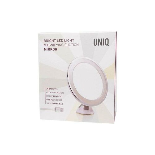 UNIQ Round Mirror with LED Light and suction cup x10 magnification