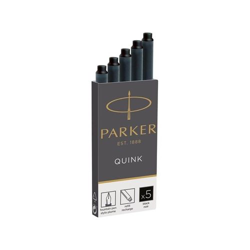 Parker Tintenpatronen für Füller | lange Patronen | schwarze QUINK Tinte | 5 Stück