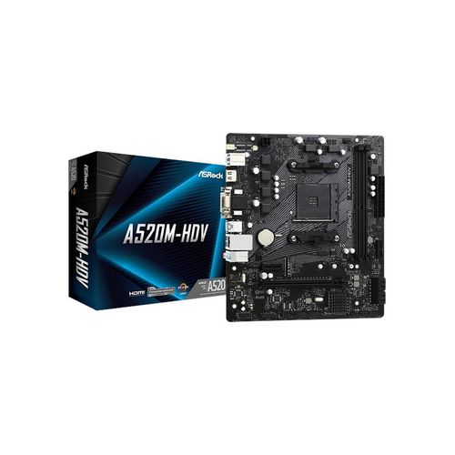 ASRock A520M-HDV Mainboard - AMD A520 - AMD AM4 socket - DDR4 RAM - Micro-ATX