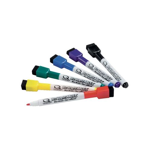 Nobo Quartet ReWritables - Marker - Black, Red, Blue, Green, Yellow, Purple (Pack of 6)