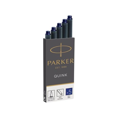 Parker Tintenpatronen für Füller | lange Patronen | blaue QUINK Tinte | 5 Stück