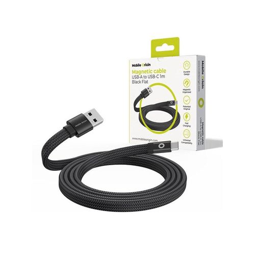 Mobile Origin Magnetic Flat Patented Original Cable USB-A to USB-C 1m - black