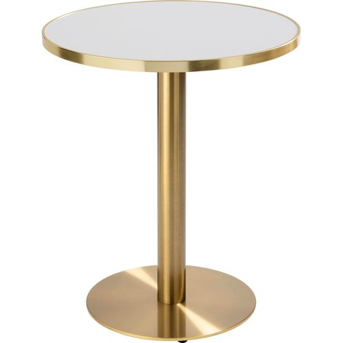 Runder Esstisch 60 cm, weiß/goldene Platte und goldene Beine - Oviala Montmartre