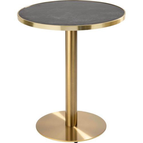 Runder Esstisch 60cm schwarze/goldene Marmorplatte und vergoldeter Fuß - Oviala Montmartre