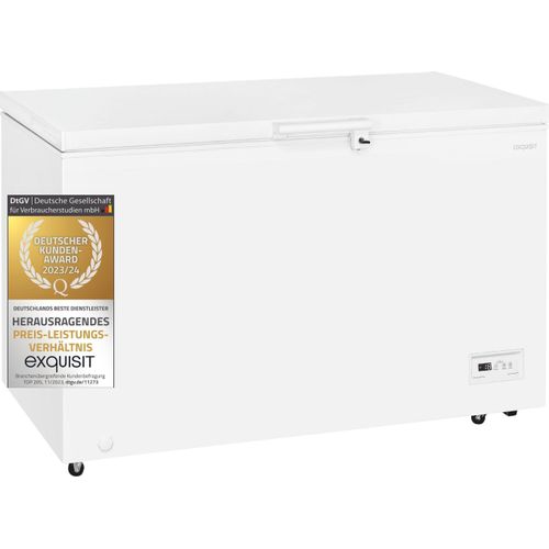 Exquisit Gefriertruhe GT400-HE-041E weiss | 371 l Nutzinhalt | 4*-Gefrieren | Schnellgefrieren | 2-in-1 Gerät | Rollen