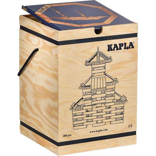 Kapla Bauset - 280 Holzplättchen und blaues Vorlagenbuch - nachhaltiges Konstruktionsspielzeug
