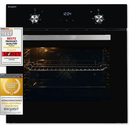 Exquisit EBE 657-2U Einbaubackofen | 59 L Backofenvolumen | Heißluft | Teleskopauszüge | Schwarz