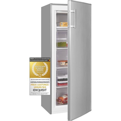 Exquisit Gefrierschrank GS230-H-040E inoxlook | Nettoinhalt: 168L | EEK: E | Inoxlook