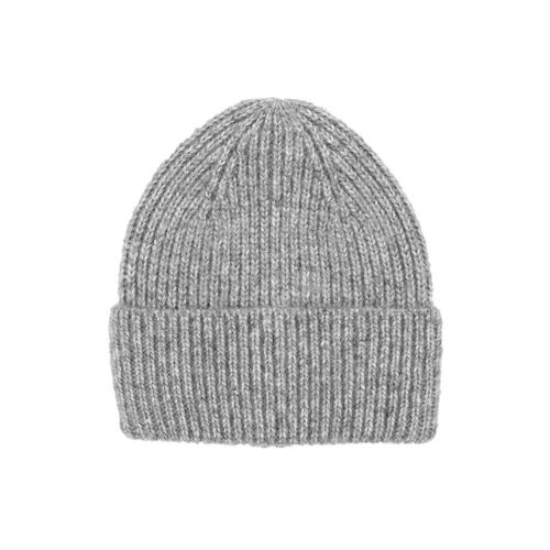 Strickmütze CAPO, Damen, grau, Strick, Materialmix, meliert, Mützen Strickmütze, Melange-Optik, Rippenstrick, breiter Umschlag