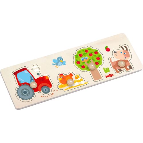 Steckpuzzle HABA "Bauernhof", bunt, Puzzles, KinderB:10cm H:2,2cm T:30cm, Holz, B:10cm H:2,2cm T:30cm