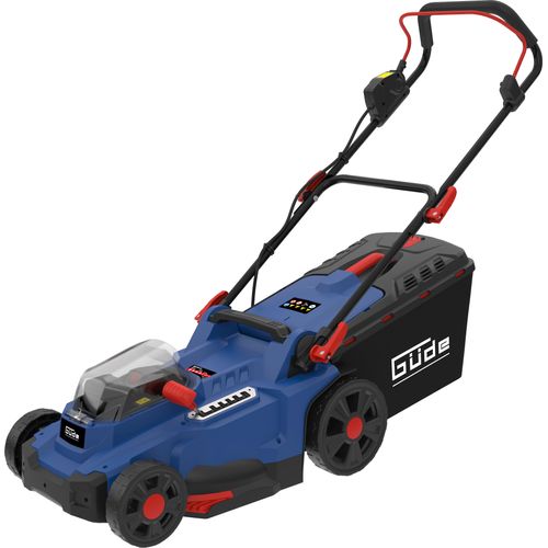 Akkurasenmäher GÜDE "RM 36-402-30.37", schwarz, B:124cm H:100cm T:42cm, Rasenmäher, 3 Funktionen: Mähen, Sammeln und Mulchen