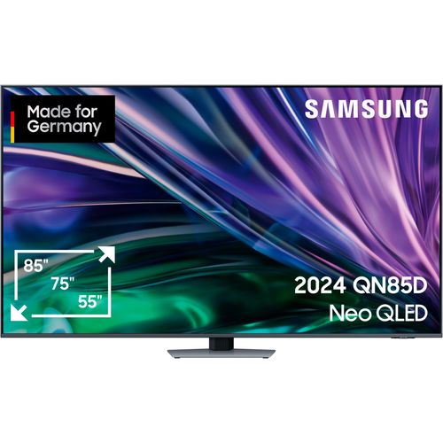 SAMSUNG QLED Mini LED-Fernseher, Energieeffizienz: F (A-G), silber (carbon silber), 75 ″, Fernseher, Neural Quantum 4K AI Gen2 Prozessor, Gaming Hub, bis zu 120Hz, Topseller