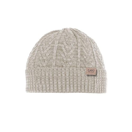 Strickmütze CAPO, Damen, beige, Strick, Wollmischung, meliert, Mützen Strickmütze, Rippenstrick, natürliche Thermoregulierung
