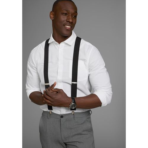 Hosenträger MAN'S WORLD, Herren, schwarz-weiß (schwarz, weiß), Obermaterial: 82% Polyester, 18% Elasthan, gemustert, gepunktet, festlich, Hosenträger, in bequemer Breite & extra Länge bis 130cm - neue Farbe jeansblau