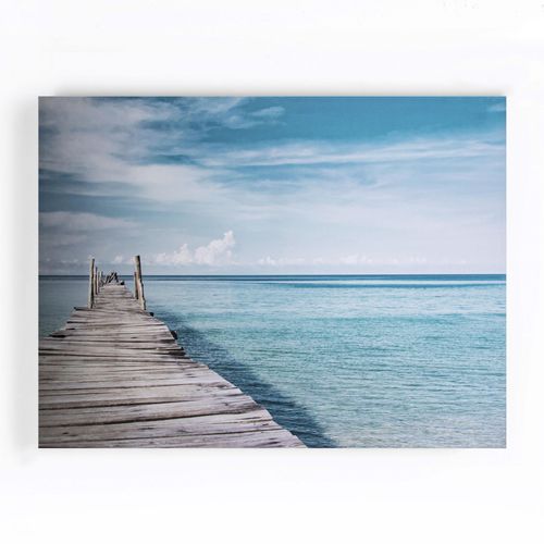 Leinwandbild ART FOR THE HOME "Steg ins Blaue", blau (farbe bild(er): blau), Natur, Bilder, Leinwandbild