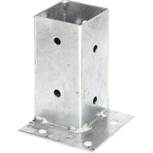 Aufschraubhülse ALBERTS, grau (feuerverzinkt), B:11,4cm T:15cm, Stahl, Bodenanker, feuerverzinkt, 71 x 71 mm