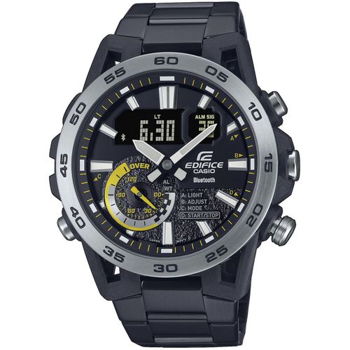 Smartwatch CASIO EDIFICE, schwarz, Smartwatches, Armbanduhr, Herrenuhr, Bluetooth, Edelstahlarmband, Weltzeit, digital