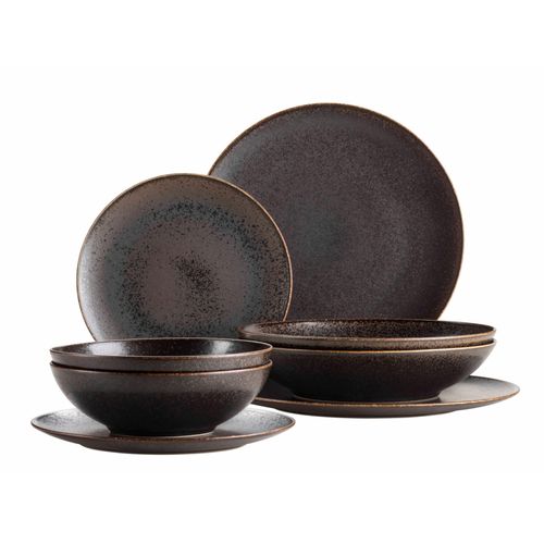 Kombiservice MÄSER "POWERFUL, Kombiservice, Porzellan", braun (schwarz, braun), 8 Stk., Porzellan, Geschirr-Sets, Kombiservice, Geschirr-Set, Service