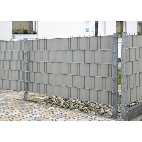 Sichtschutzstreifen GARDEN 'N' MORE "Fertigstreifen", silber, H:19cm, Kunststoff, Zaunelemente, 5 Sichtschutzstreifen, 2,01 m lang, 19 cm hoch
