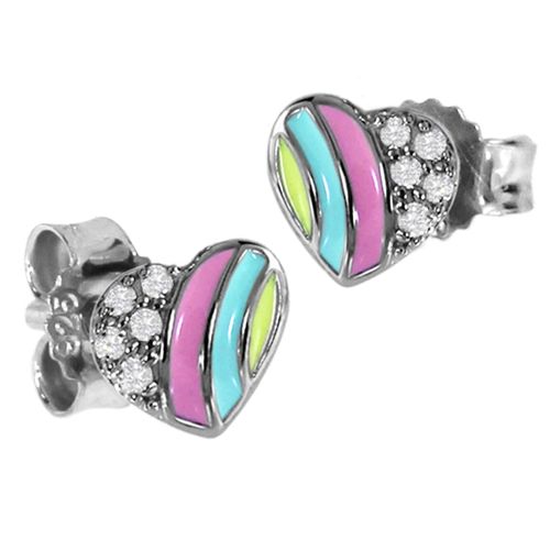 Paar Ohrstecker OSTSEE-SCHMUCK "Ostsee-Schmuck Ohrstecker kleines Herz Ohrstecker kleines Herz", bunt, Ohrringe, Damen, 6 x 6mm, Silber 925 (Sterlingsilber)