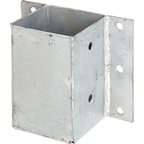 Pfostenträger ALBERTS "für L- und U- Steine", grau (feuerverzinkt), B:9,1cm T:15cm, Stahl, Bodenanker, feuerverzinkt, 91 x 91 mm