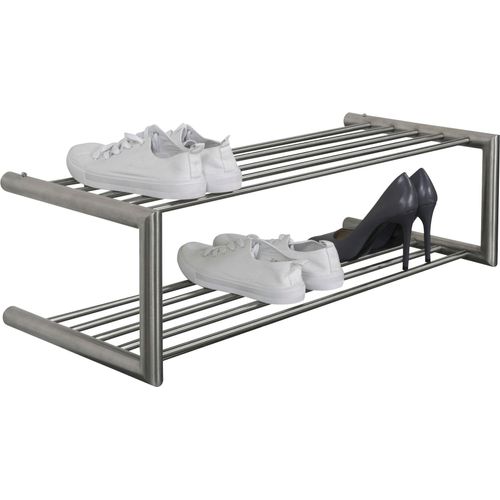 Schuhregal SPINDER DESIGN, grau (edelstahl), B:80cm H:23cm T:33,5cm, Metall, Regale, Schuhregal, Edelmetall, Edelstahl