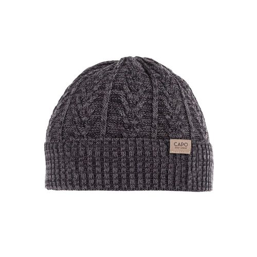 Strickmütze CAPO, Damen, grau (anthrazit), Strick, Wollmischung, meliert, Mützen Strickmütze, Rippenstrick, natürliche Thermoregulierung