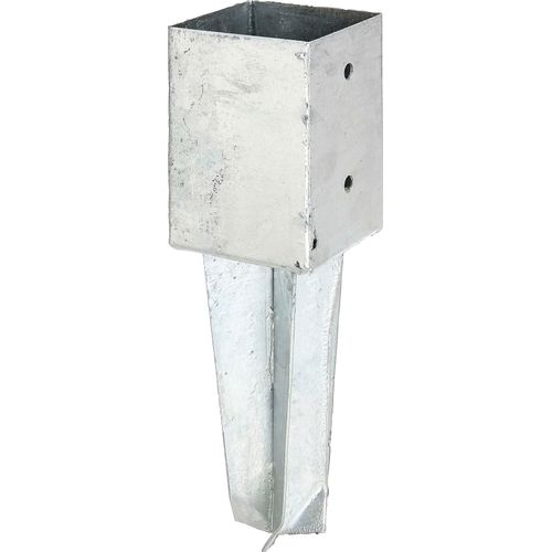 Bodenhülse ALBERTS, grau (feuerverzinkt), B:9,1cm T:9,1cm, Stahl, Bodenanker, feuerverzinkt, 91 x 91 mm