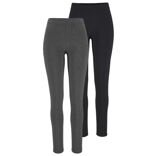 Leggings BOYSEN'S, Damen, Gr. 42M, N-Gr, grau (grau, melange, schwarz), Jersey, Obermaterial: 95% Baumwolle, 5% Elasthan. Obermaterial Melange: 57% Baumwolle, 38% Polyester, 5% Elasthan, meliert, unifarben, Basic, sehr figurbetont knöchellang, Hosen, mit Baumwolle NEUE FARBE