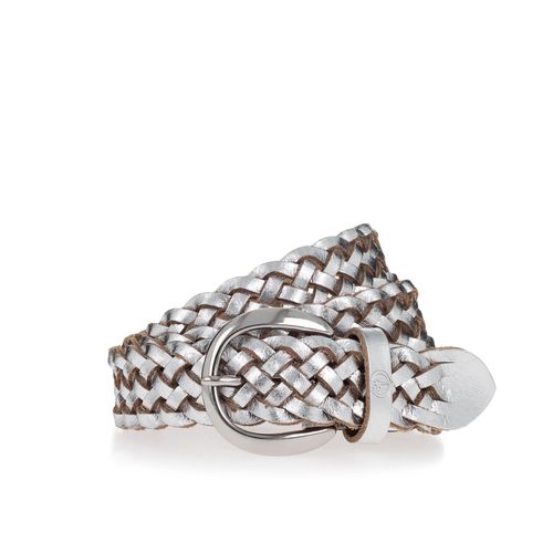 Flechtgürtel TAMARIS, Damen, Gr. 90, silber, Leder, unifarben, Gürtel, mit Flechtoptik