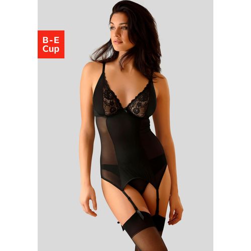 Set: Corsage PETITE FLEUR GOLD, Damen, Gr. 80, Cup C, schwarz, Obermaterial: 90% Polyamid, 10% Elasthan, BH-Sets, mit Strapshaltern, sexy Dessous, Reizwäsche