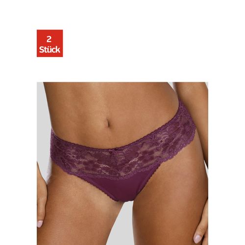 String NUANCE, Damen, Gr. 40/42, lila (2x cassis), Spitze, Obermaterial: 85% Polyamid, 15% Elasthan, körpernah, Unterhosen, Dessous mit breitem Spitzenband