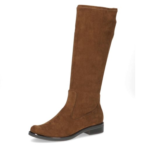 Schlupfstiefel CAPRICE, Damen, Gr. 39, XS-Schaft, braun (brandy), Textil, Schuhe, Blockabsatz, Langschaftstiefel in klassischer Linie, XS Schaft