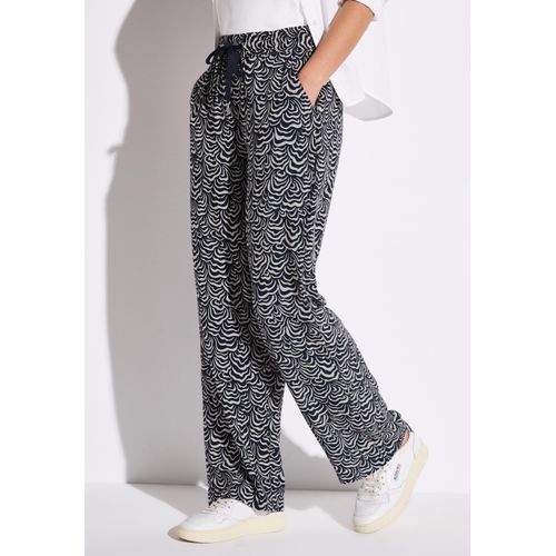 Stoffhose STREET ONE, Damen, Gr. 34, Länge 30, blau (tiefblau), Stoff, 100% Viskose, gemustert, loose fit normal, Hosen Stoffhose, im Loose Fit