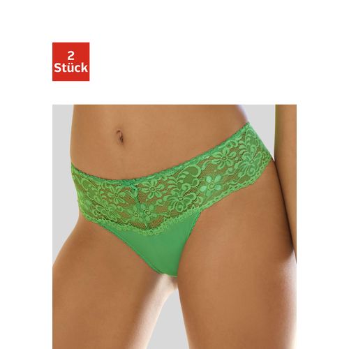 String NUANCE, Damen, Gr. 40/42, grün (2xgrün), Spitze, Obermaterial: 85% Polyamid, 15% Elasthan, körpernah, Unterhosen, Dessous mit breitem Spitzenband