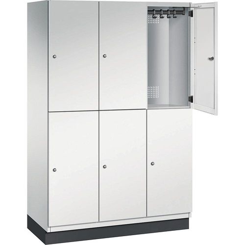 C+P Doppelstock-Spind Cambio, 3 Abteile, Korpus lichtgrau / Stahlblech-Tür lichtgrau, Breite 1200 mm