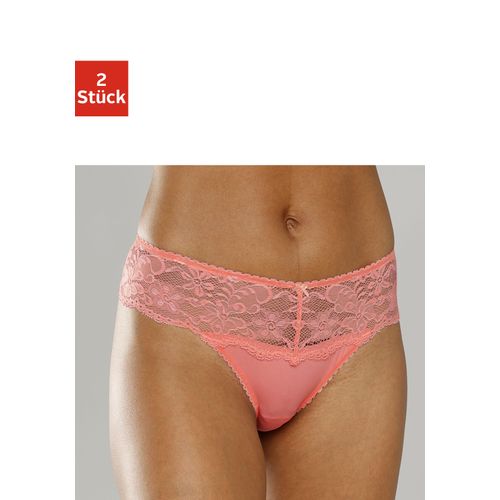 String NUANCE, Damen, Gr. 40/42, rosa (2xpfirsich), Spitze, Obermaterial: 85% Polyamid, 15% Elasthan, körpernah, Unterhosen, Dessous mit breitem Spitzenband