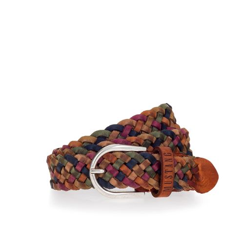 Flechtgürtel MUSTANG, Damen, Gr. 90, bunt (mehrfarbig), Leder, mehrfarbig, Gürtel, Mit Hingucker-Flechtoptik, 3 cm