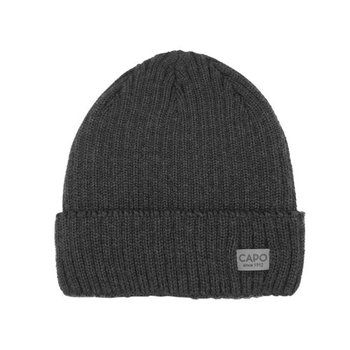 Strickmütze CAPO, Damen, Gr. S/M, grau (anthrazit), Rippstrick, Wolle, Mützen Strickmütze, mit Merinowolle, atmungsaktiver Tragekomfort, gefüttert